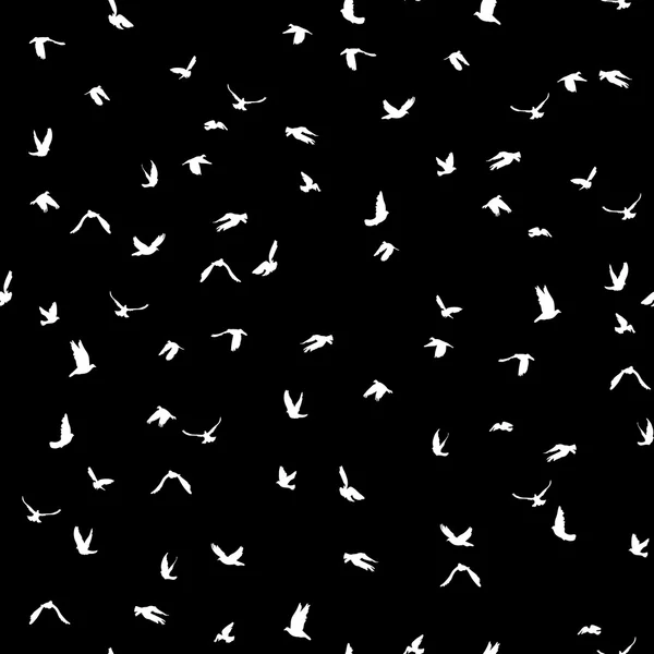 Colombes et pigeons motif sans couture sur fond noir pour le concept de paix et de conception de mariage. Vecteur — Image vectorielle