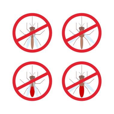 stop mosquito sign in red circle. Vector