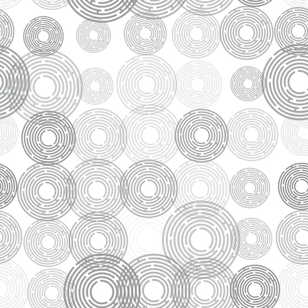 Patrón inconsútil futurista abstracto, círculos grises sobre fondo blanco. Vector — Vector de stock