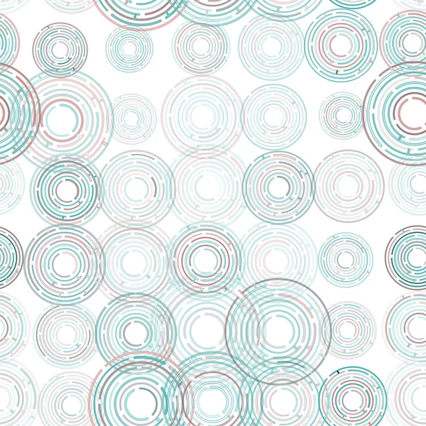 Abstract futuristic seamless pattern, blue circles on white background. Vector — 스톡 벡터