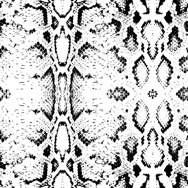 Textura de piel de serpiente. Patrón sin costuras negro sobre fondo blanco. Vector — Vector de stock