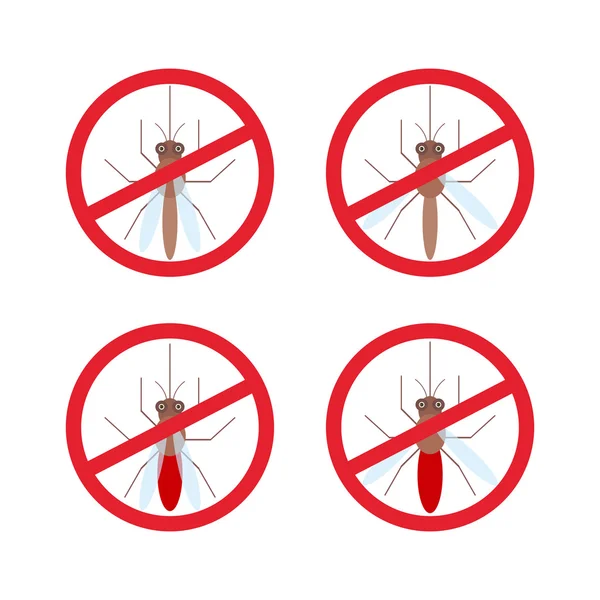 Stop mosquito sign in red circle. Vector — Stock vektor