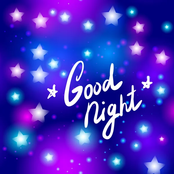 Good night letter Abstract neon star on blue background. Vector