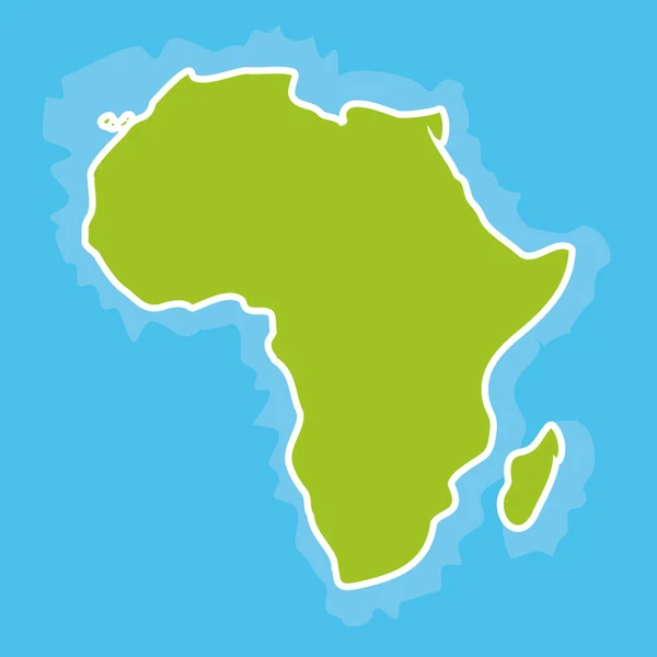 Mapa de África Continente y océano azul. Vector — Vector de stock