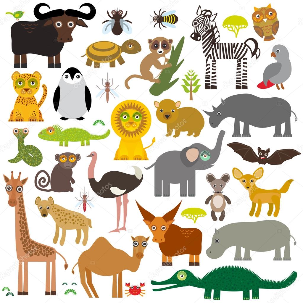 Animal Africa: parrot Hyena Rhinoceros Zebra Hippopotamus Crocodile