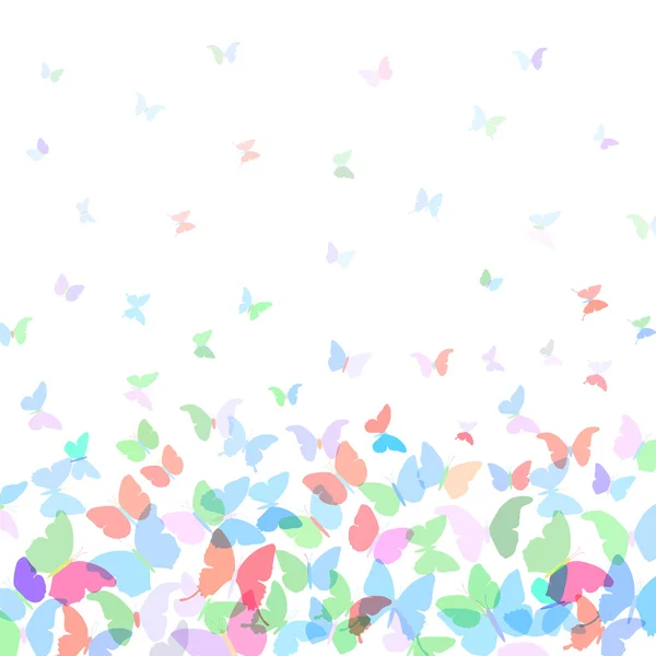 Diseño de la tarjeta Fondo de primavera colorido con mariposas sobre fondo blanco. Vector — Archivo Imágenes Vectoriales
