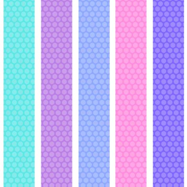 Polka dot background seamless pattern with pink lilac blue stripes. Vector