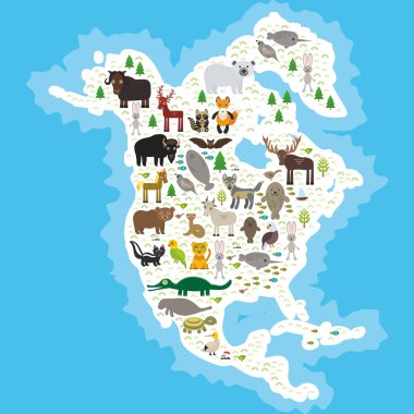 bison bat manatee fox elk horse wolf partridge fur seal Polar bear Pit viper snake Mountain goat raccoon Eagle skunk parakeet Jaguar hare narwhal elk Grizzly gannet Muskox turtle alligator. Vector