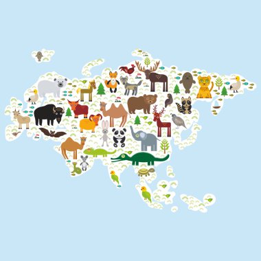 animal bison bat fox wolf elk horse cock camel partridge fur seal Walrus goats Polar bear Eagle bull raccoon snake sheep panda leopard Brown bear deer gannet Crocodile turtle elephant. Vector