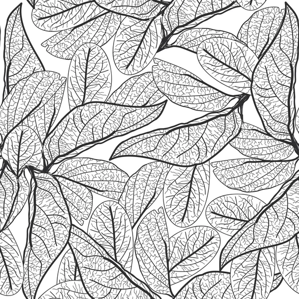 Leaves contours on white background. floral seamless pattern for fabric, wallpaper, pattern fills, web page background, surface textures. hand-drawn. Vector — Stock Vector