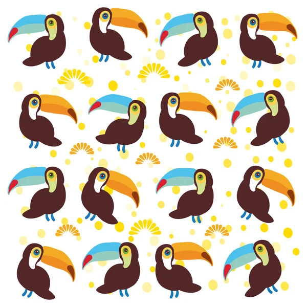Carino Cartoni animati uccelli toucan impostato su sfondo bianco. Vettore — Vettoriale Stock