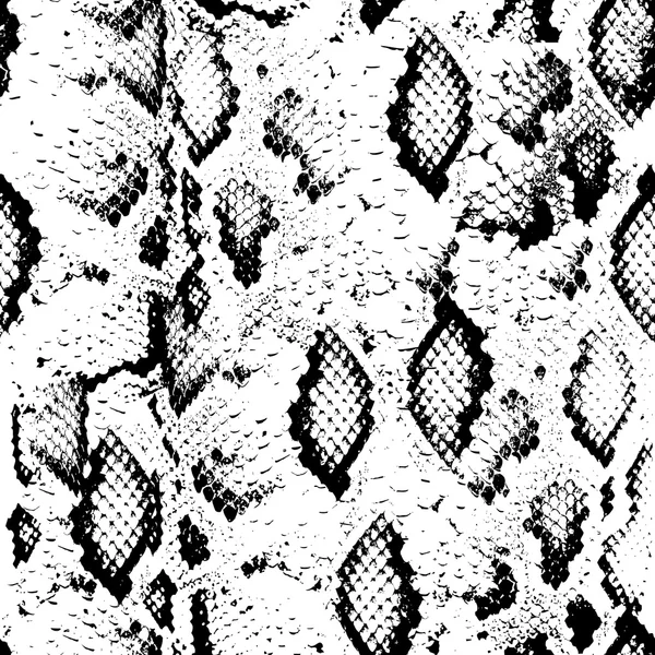 Textura de pele de cobra. Padrão sem costura preto no fundo branco. Vetor Ilustração De Stock