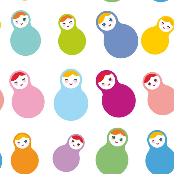 Russian dolls matryoshka on white background, pastel colors. Can be used for fabric, site background, wrapping paper, scrapbooking. Vector — Stock Vector
