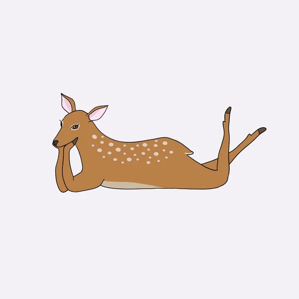 Cartoon lying deer girl isolated — Stock Vector