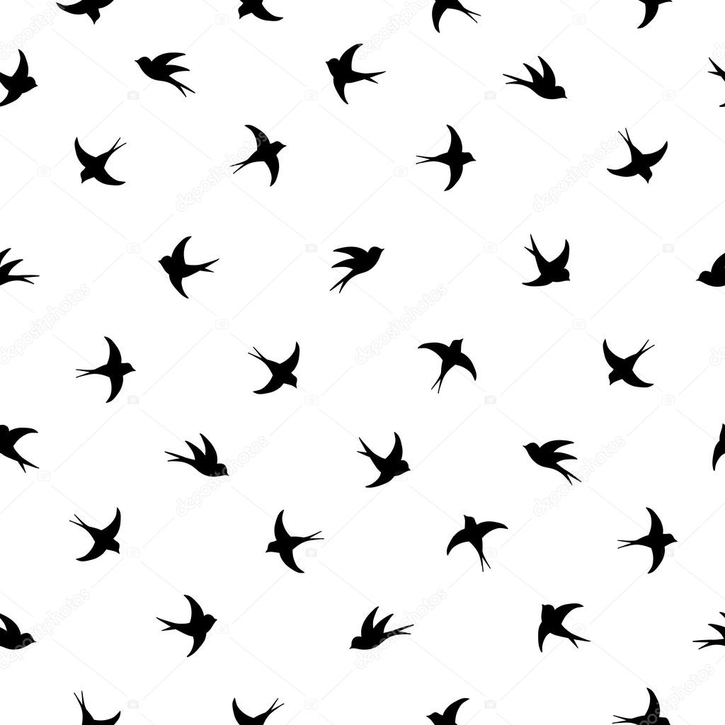 Flying birds silhouette black and white pattern