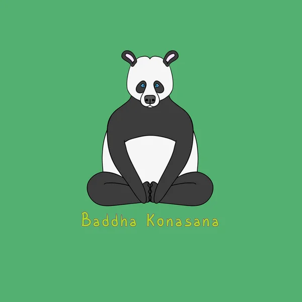 Illustration av Baddha Konasana yoga utgör - djur yoga — Stock vektor