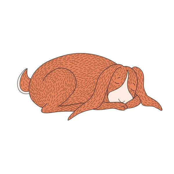 Illustration of cute cartoon sleeping rabbit — 스톡 벡터