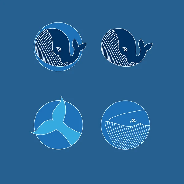 Conjunto vectorial de iconos de ballena — Archivo Imágenes Vectoriales