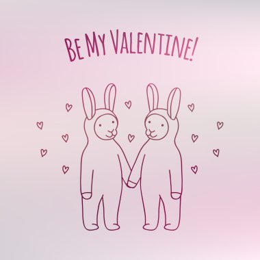 Sevimli Tavşan kaç kartpostal Saint Valentine's Day için