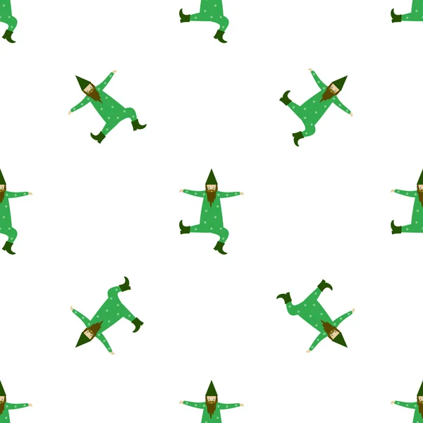Cute dancing leprechaun seamless pattern for Saint Patrick's Day — Stock Vector