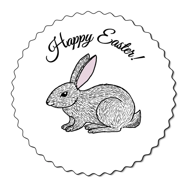 Cute hand drawn bunny label - Easter design element — Stock Vector