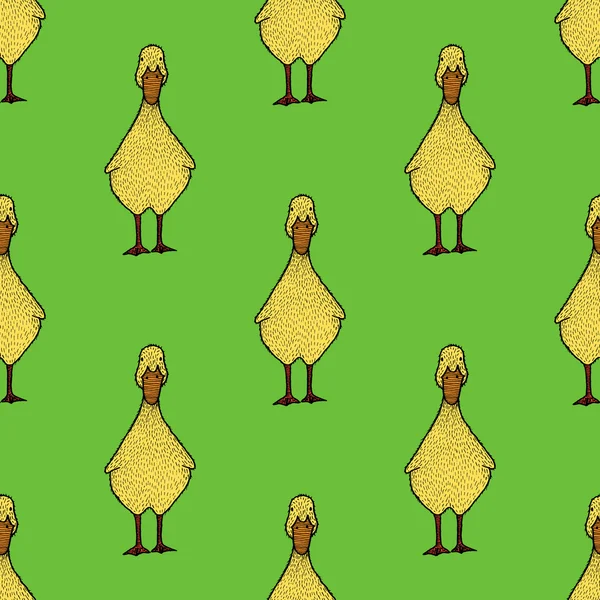 Adorable hand drawn little ducklings seamless pattern — Stock Vector