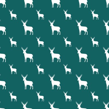 Geyiği siluet seamless modeli yeşil bir arka plan üzerinde