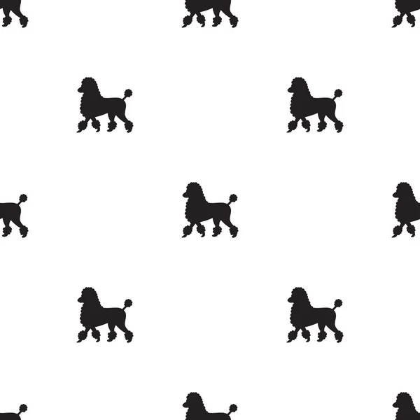 黒と白のプードル犬シルエット シームレス パターン — ストックベクタ