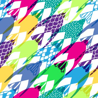 Renkli alışılmadık uçan kuşlar seamless modeli