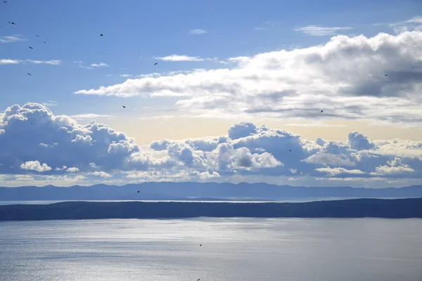 Awan Putih Langit Biru Atas Laut Adriatik Kroasia — Stok Foto