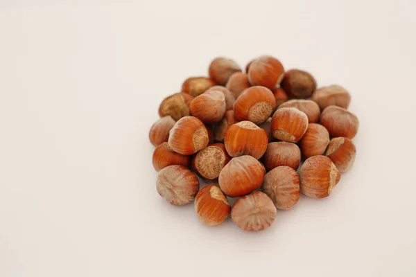 Hazelnuts Белом Фоне — стоковое фото