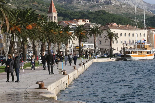 Makarska 2020 Turista Város Makarska Horvátország Szilveszter Este — Stock Fotó