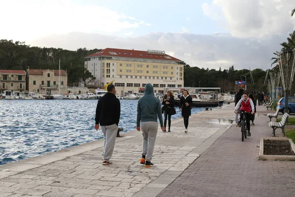 Makarska 2020 Turista Város Makarska Horvátország Szilveszter Este — Stock Fotó
