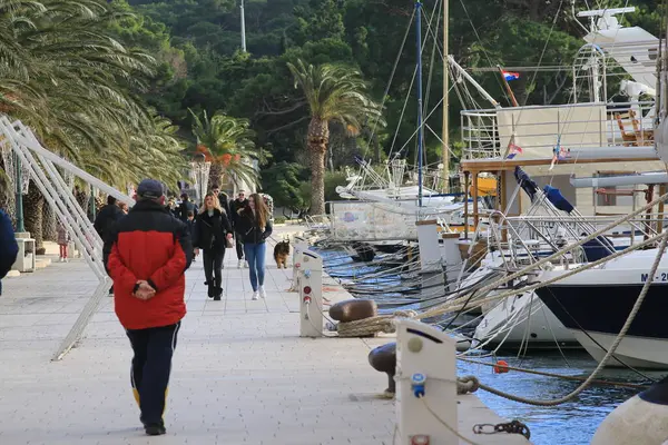 Makarska 2020 Turista Város Makarska Horvátország Szilveszter Este — Stock Fotó