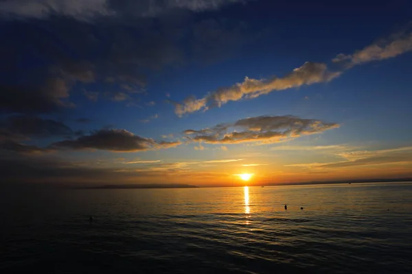 Solnedgång Vid Havet Framför Makarska Kroatien — Stockfoto