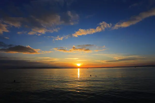 Solnedgång Vid Havet Framför Makarska Kroatien — Stockfoto