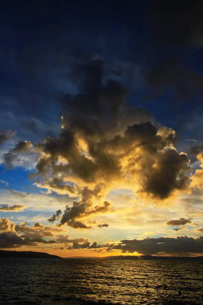 Pôr Sol Sobre Mar Adriático Frente Ilhas Hvar Brac — Fotografia de Stock