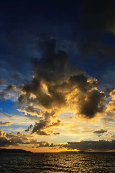 Pôr Sol Sobre Mar Adriático Frente Ilhas Hvar Brac — Fotografia de Stock