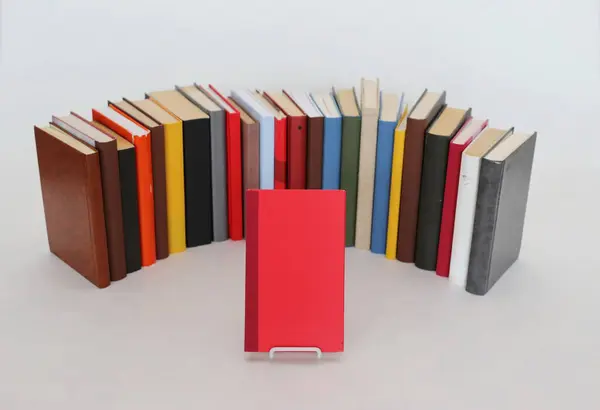 Books on a white background with advertising space