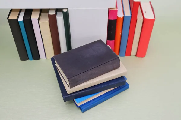 Stack Books Green Background — Stock Photo, Image