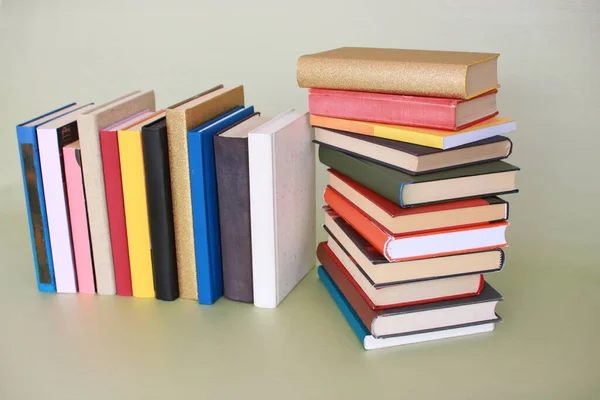 Stack Books Green Background — Stock Photo, Image