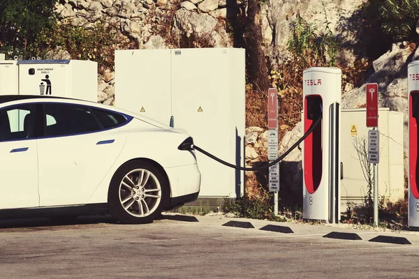 Vrgorac Croatia 2021 Tesla Електричний Автомобіль — стокове фото