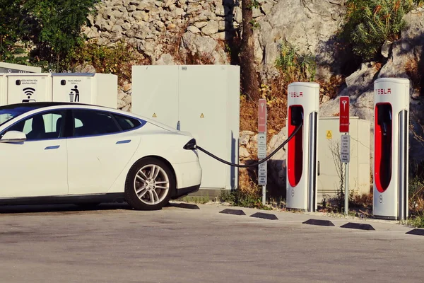Vrgorac Croatia 2021 Tesla Електричний Автомобіль — стокове фото