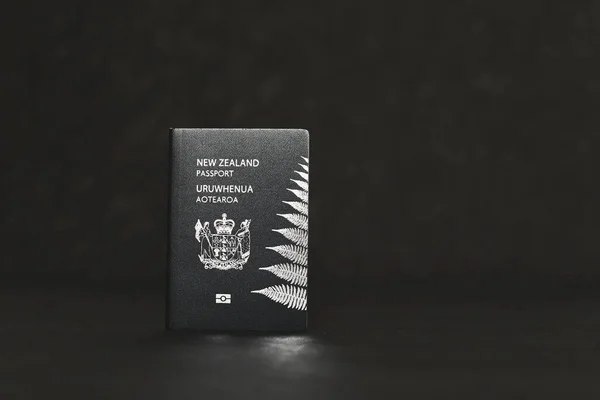 New Zealand Passport Black Background — Foto de Stock