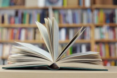 Tahta masanın üzerinde açık bir kitap