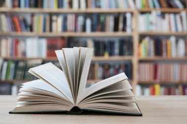 Fotoğraf, çerçevenin tam ortasına yerleştirilmiş açık ahşap bir masanın üzerinde duran açık bir kitabı gösteriyor. Sayfaları hafif bir kavisle yukarı doğru yayılmış, sanki nefesin ortasında kalmış ya da okuyucuların elinden yeni çıkmış gibi..