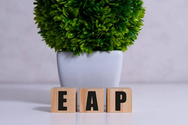 Program asistence zaměstnanců EAP podepisuje dřevěné kostky — Stock fotografie
