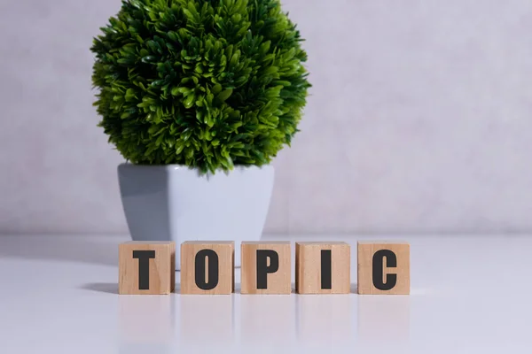 Tema de la palabra en cubos de juguete blanco con flor. — Foto de Stock