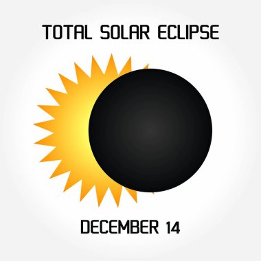 Toplam Güneş Tutulması Vektörü İllüstrasyonu. Tebrik kartı afişi ve afişi için uygun