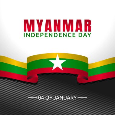 Myanmar Bağımsızlık Günü Vektör İllüstrasyonu. Tebrik kartı afişi ve afişi için uygun
